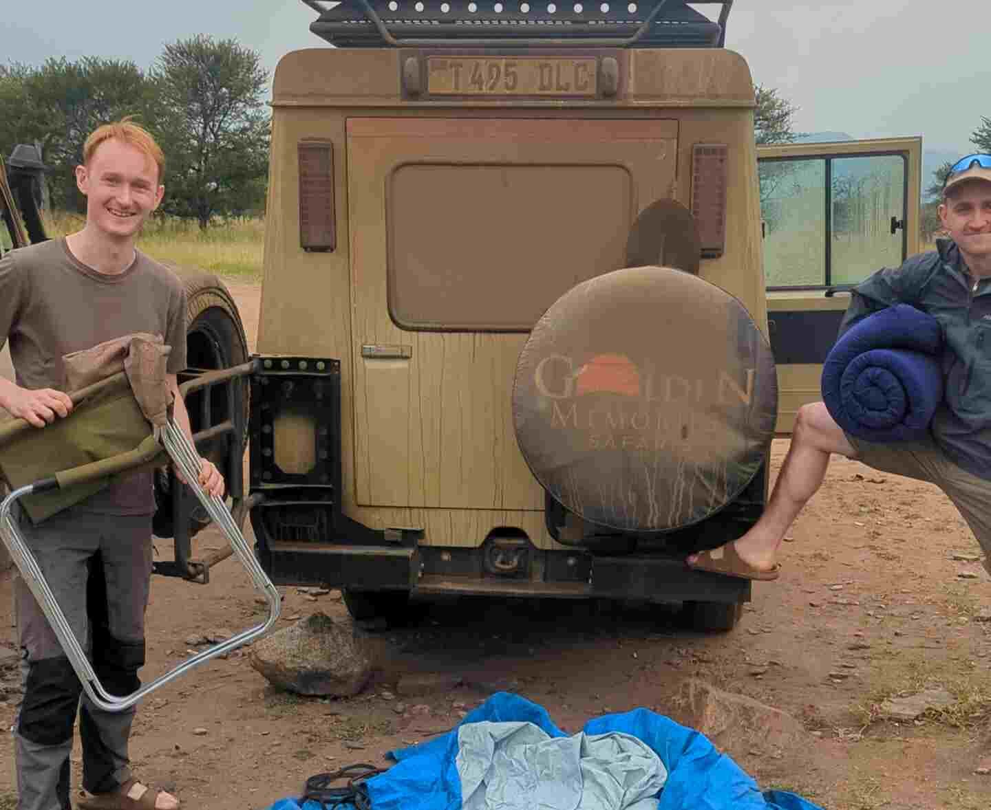 Budget safari campsite setup in Tanzania