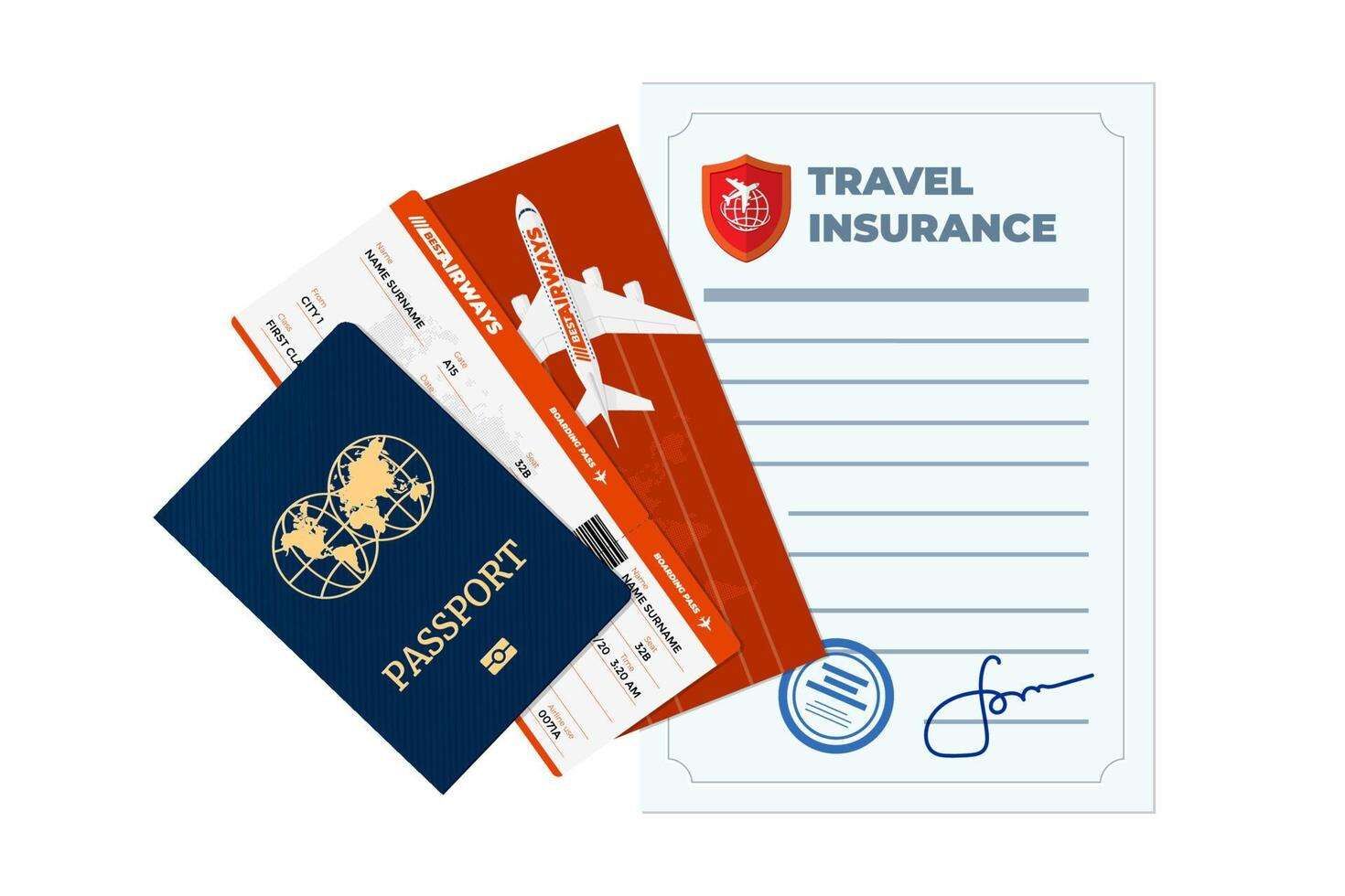 Travel insurance policy document and passport